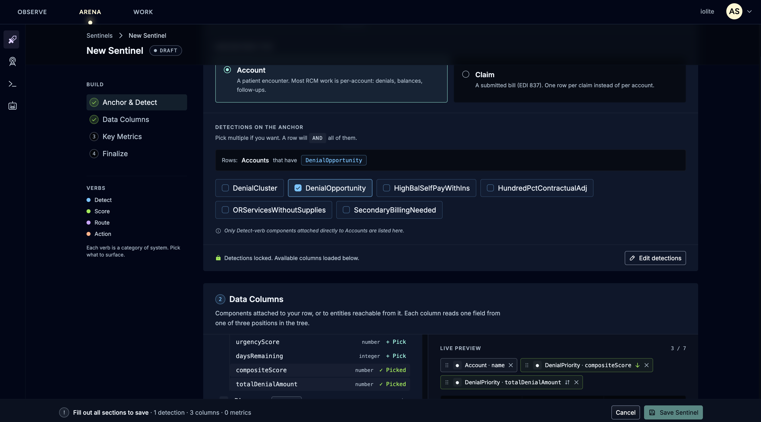 Sentinel builder interface